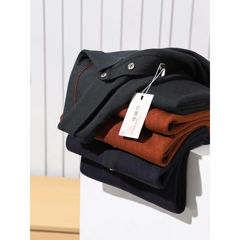 暖糯/儒雅气质 秋冬羊毛衫男商务休闲翻领POLO衫保暖打底衫男