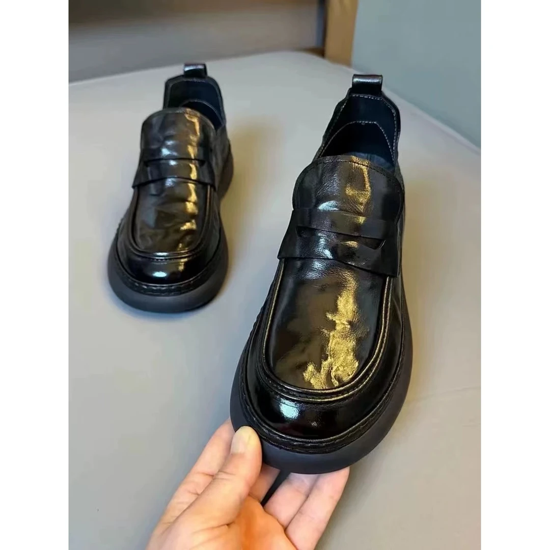 皮鞋男2024新款真皮秋季透气男士软皮商务正装男士一脚蹬休闲男鞋