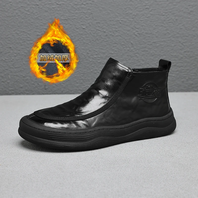 【有单有棉】2023秋冬高级感男士一脚蹬纯皮舒适休闲男鞋百搭