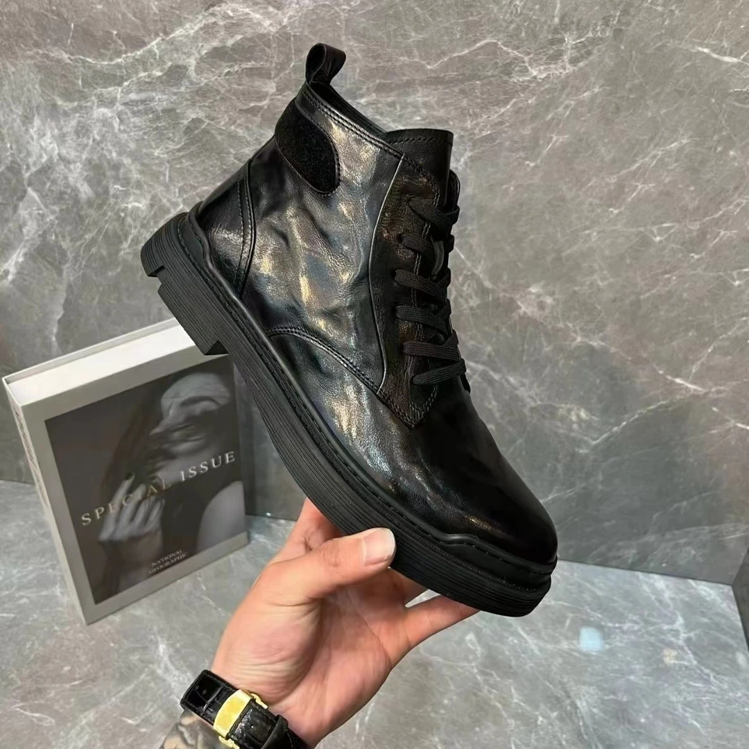 秋冬季牛皮新款韩版百搭欧货高级感高腰男鞋帅气潮流时尚