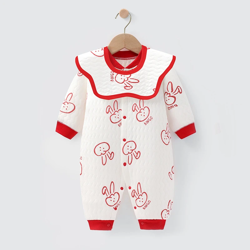 宝宝满月保暖加厚包屁衣拜年服婴儿连体衣幼儿衣服夹哈衣爬服睡衣