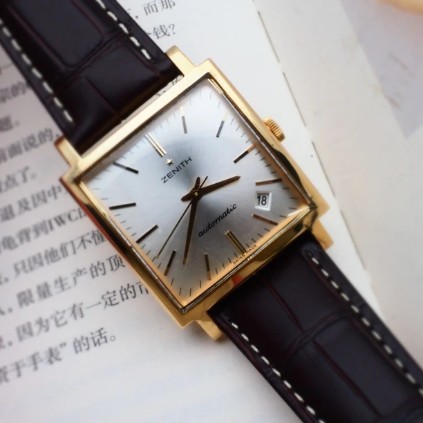 95新 Zenith/真力时 18K金 33MM 方形 自动机械男表