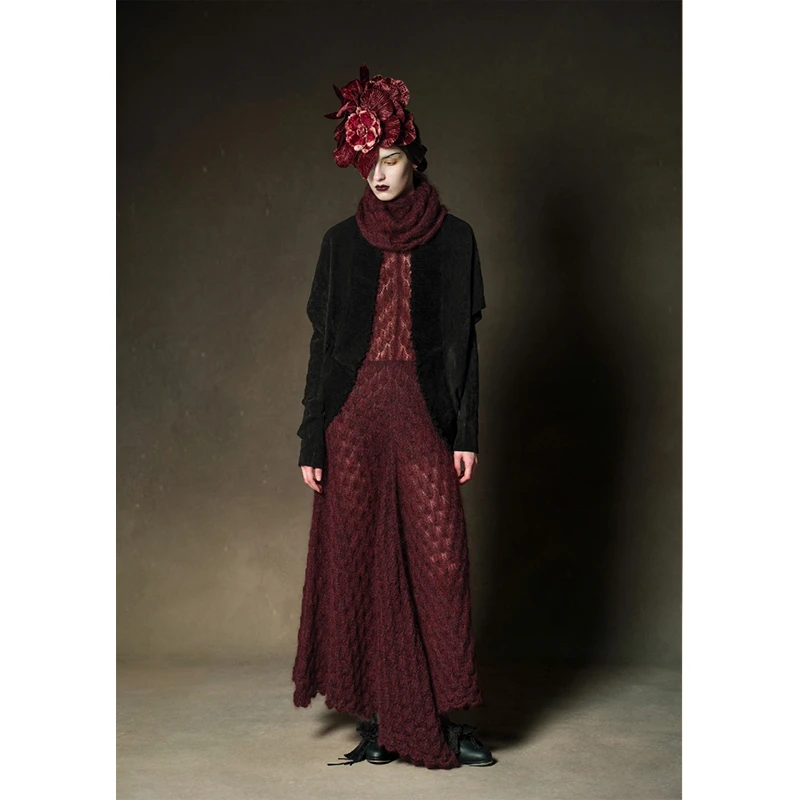 YAYI 24AW 羽毛提花连衣裙 /不可退换