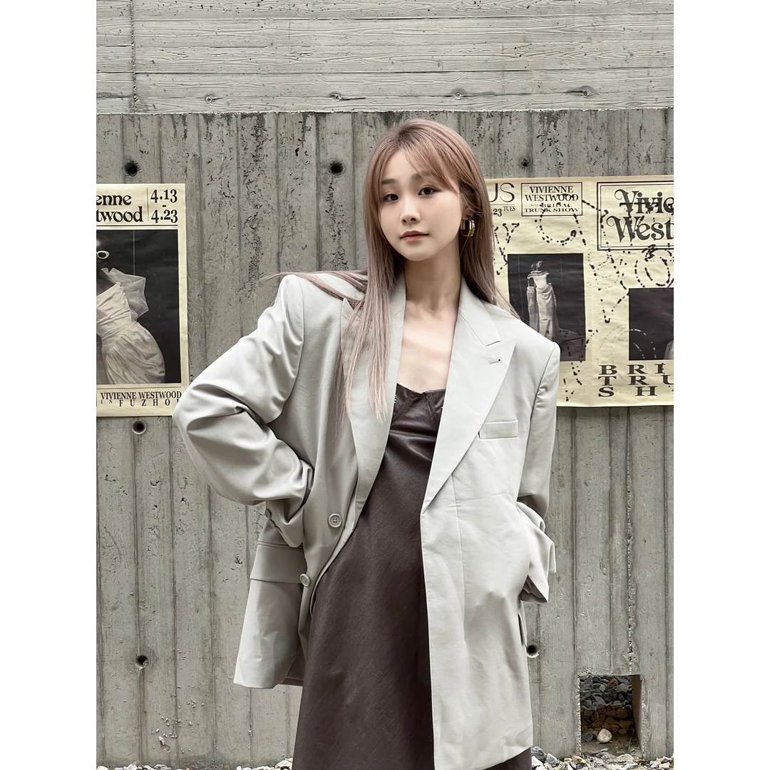 HELMUT LANG 大象灰BOXY BLAZER廓形西装