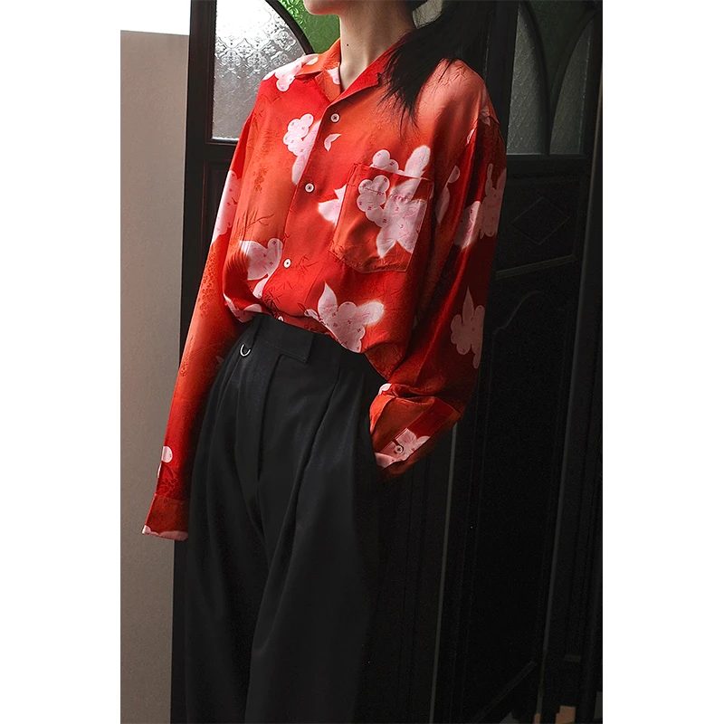 SAMUEL GUIYANG 24AW红色印花衬衫