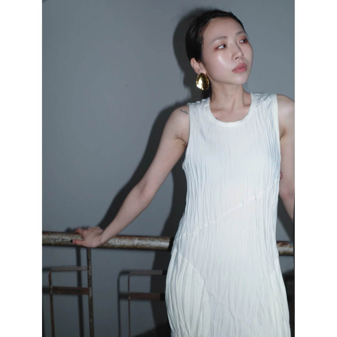 HELMUT LANG 褶皱背心连衣裙