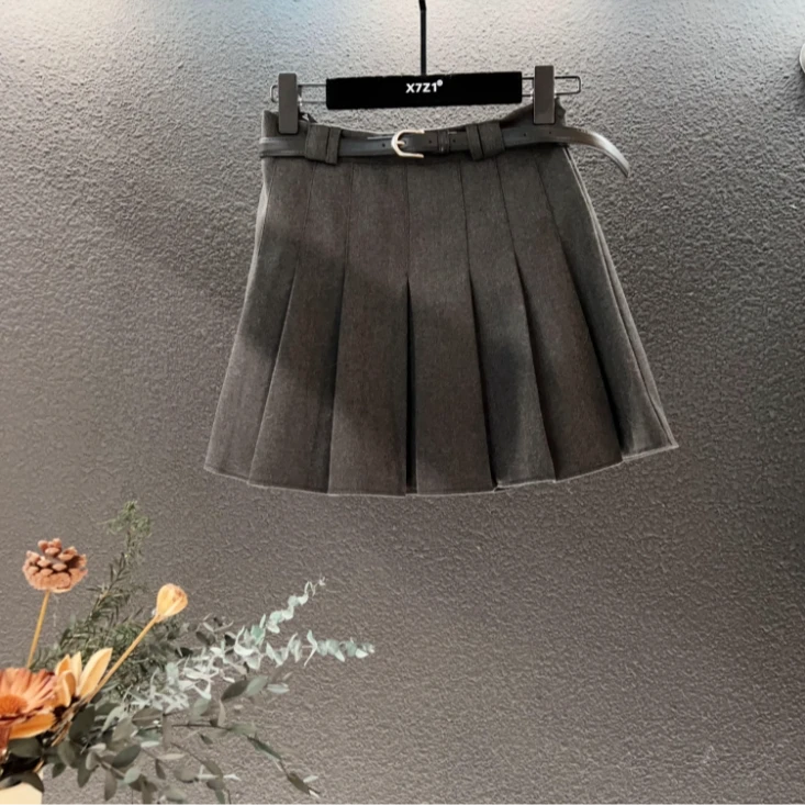 2024秋冬季新款显瘦百褶短裙