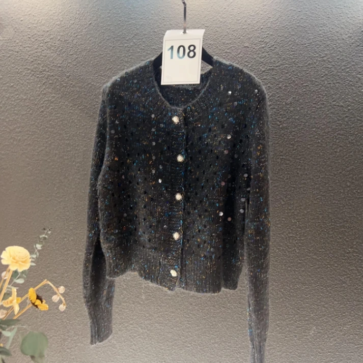 百搭打底衫爆款花朵红色新款秋冬2024高定气质毛衣108