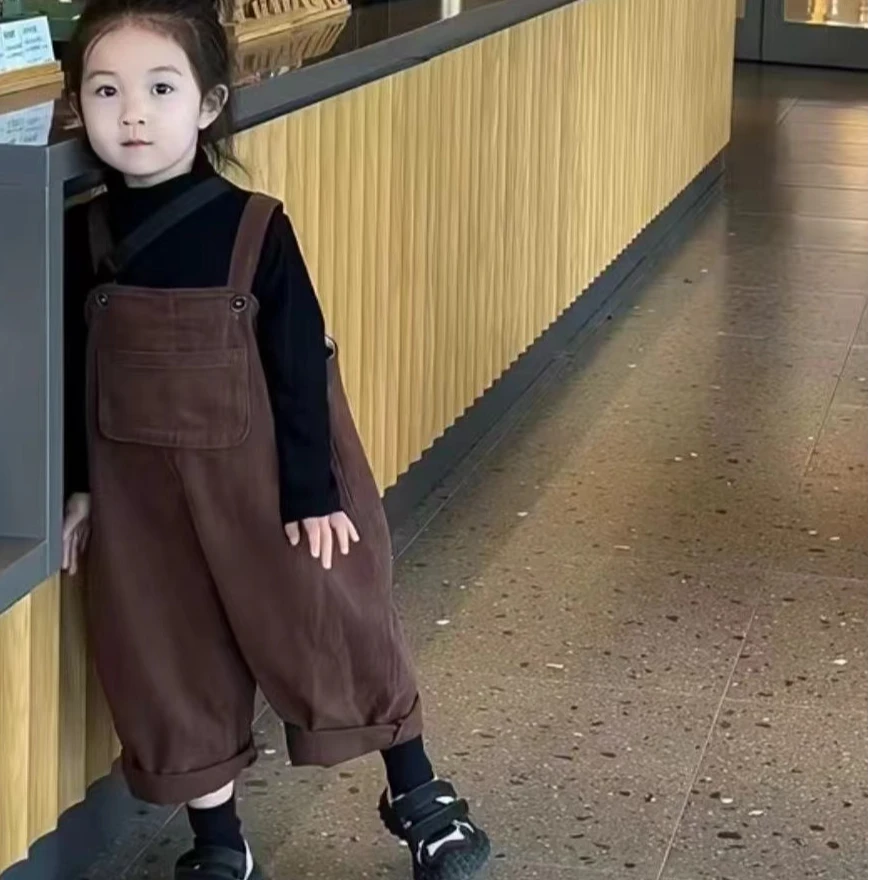 日系背带裤2025新款男女童新款背带裤秋季宝宝复古宽松洋气休闲裤