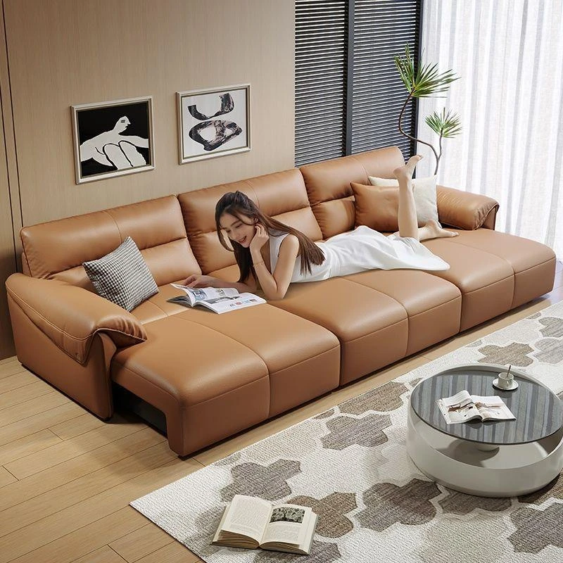意式极简电动多功能真皮沙发床两用现代小户型简约客厅可伸缩沙发
