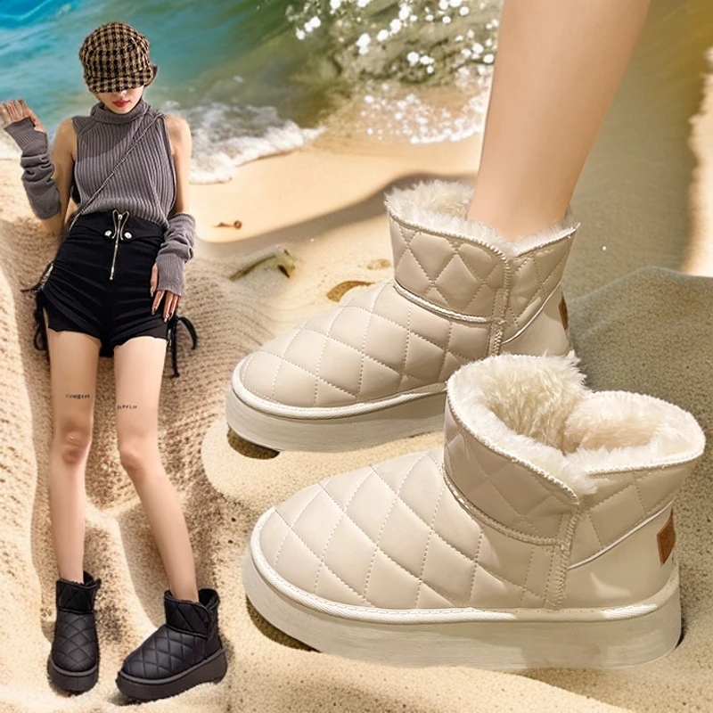 雪地靴女款厚底防滑冬季保暖加绒加厚一脚蹬软底休闲百搭东北棉鞋