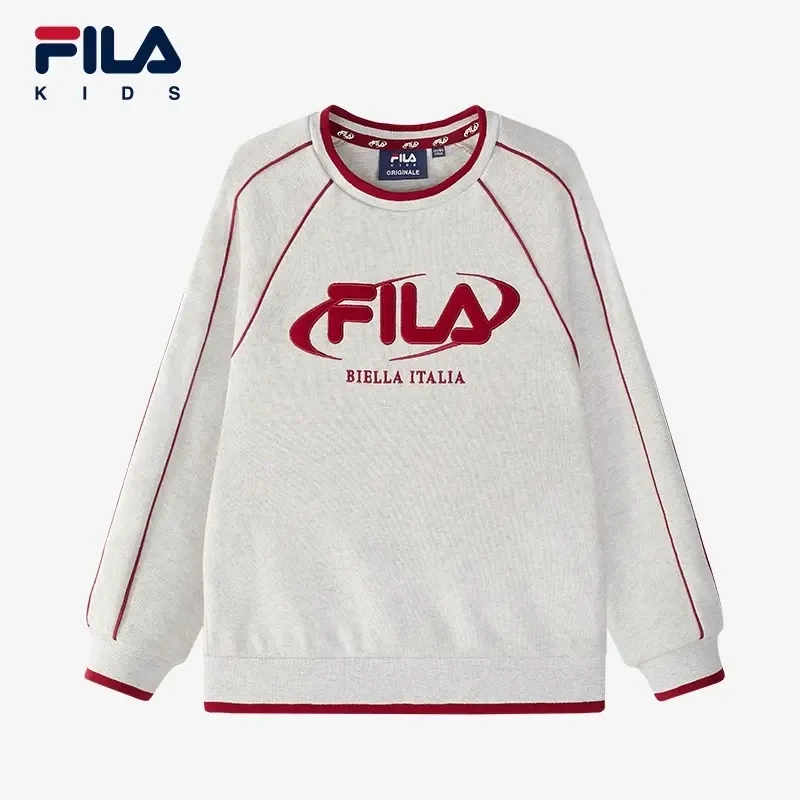 FILA斐乐儿童【上衣】女中大童24冬新款圆领保暖套头上衣K12G441210