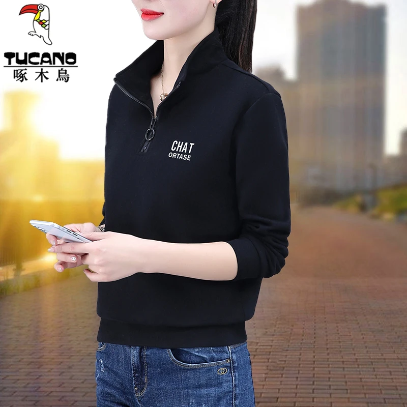 【正品】啄木鸟运动服卫衣女款春秋2025年新款休闲春装半拉链上衣