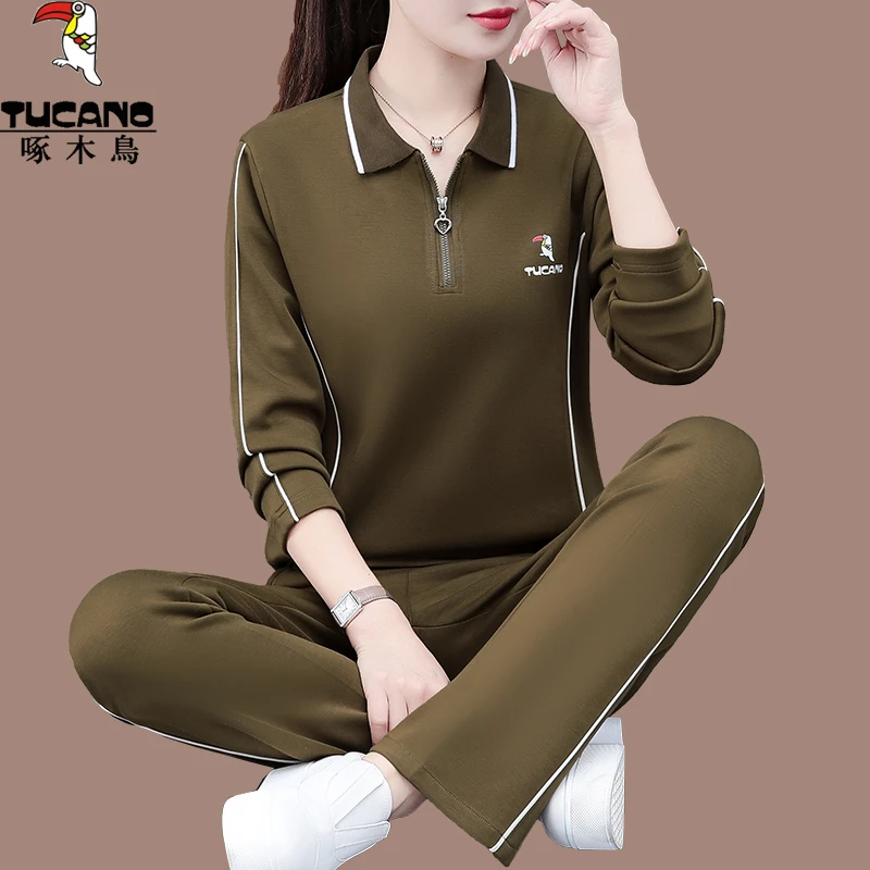啄木鸟卫衣休闲套装女2025新款春秋款时尚洋气薄款秋装运动两件套