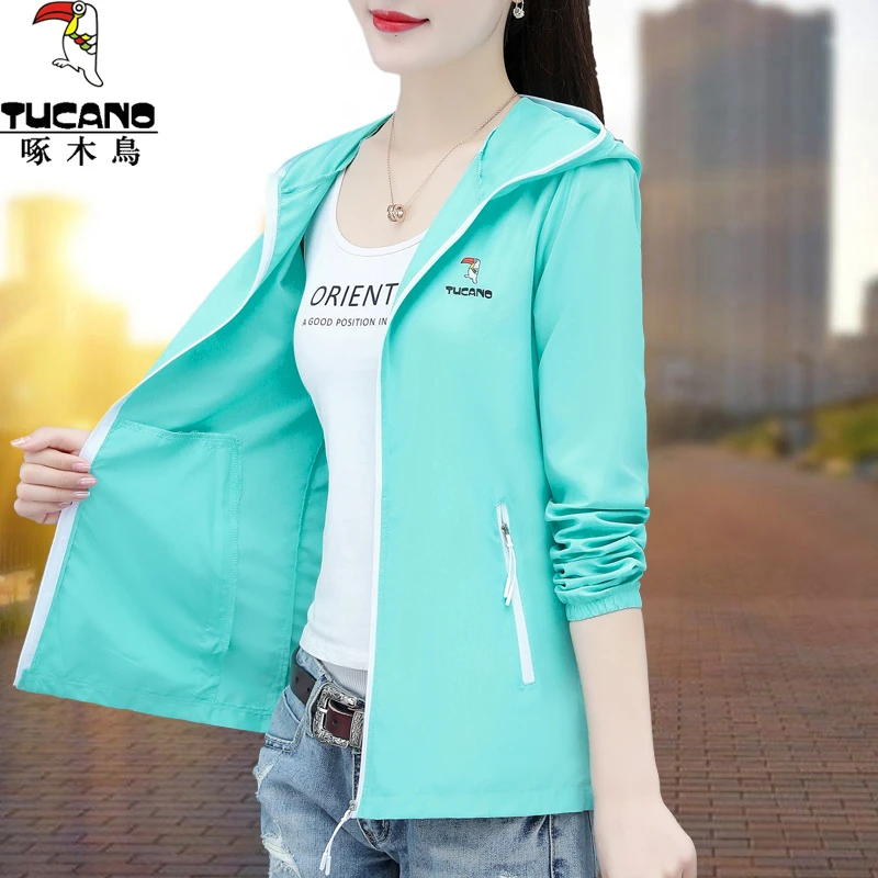 啄木鸟速干防晒衣女夏季2025新款户外骑车皮肤衣透气防晒服薄外套
