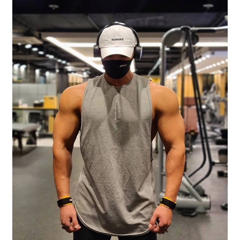 健身撸铁跨栏器械训练背心男宽松坎肩无袖上衣跑步篮球训练服透气