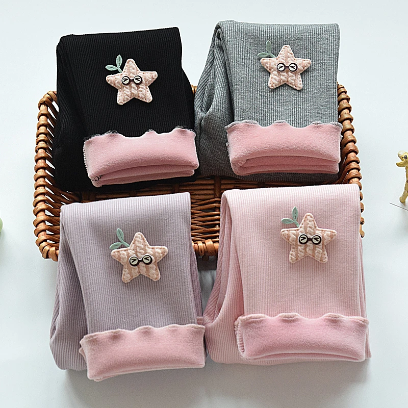 女童打底裤春秋款外穿薄绒秋装女宝宝加绒加厚儿童裤子一体绒秋冬