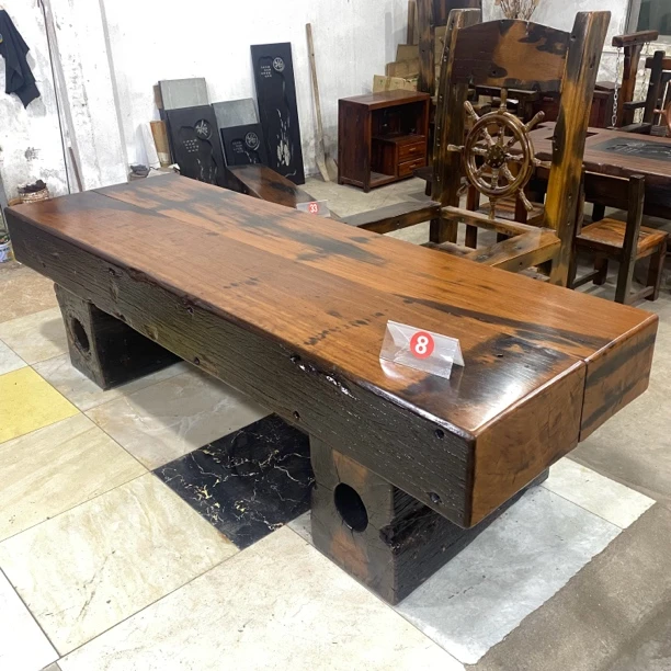 正宗真老船木一物一拍大板台2.8米长度