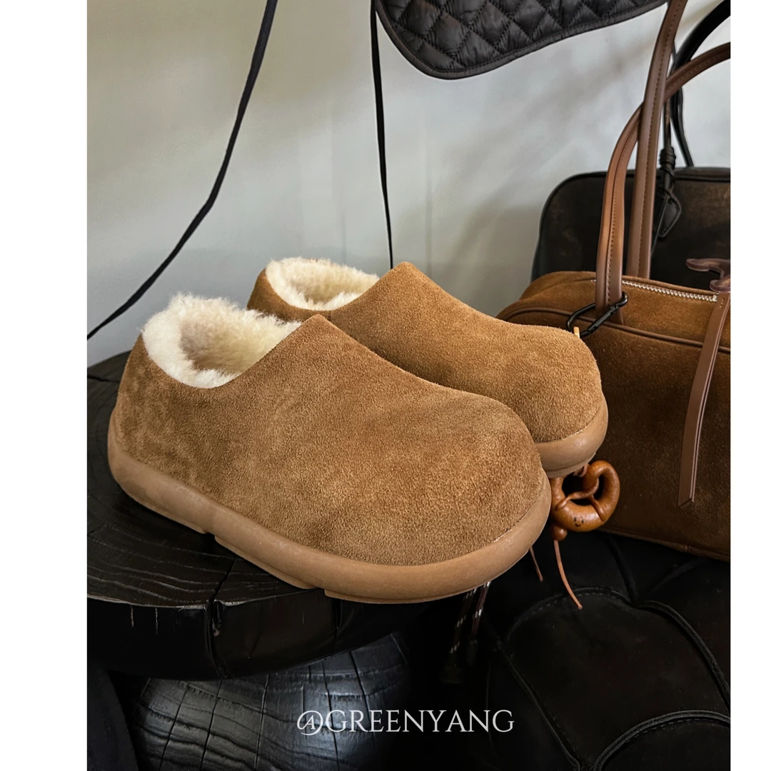 老羊家~小土豆全包博肯鞋2024秋冬新款真皮穆勒雪地靴女时尚保暖