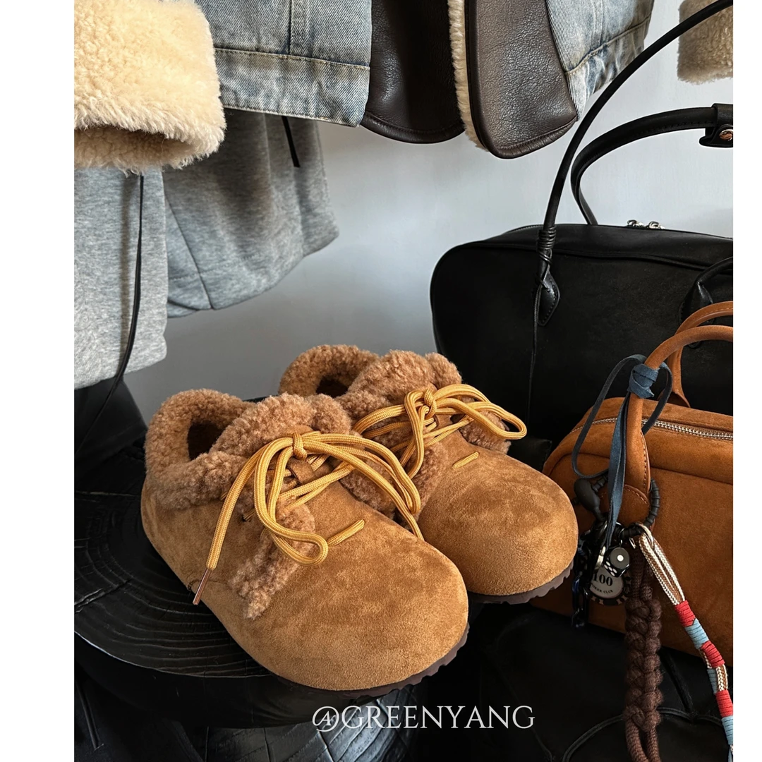 老羊家~加绒勃肯鞋子女2024新款冬季软底博肯女鞋毛毛棉鞋雪地靴