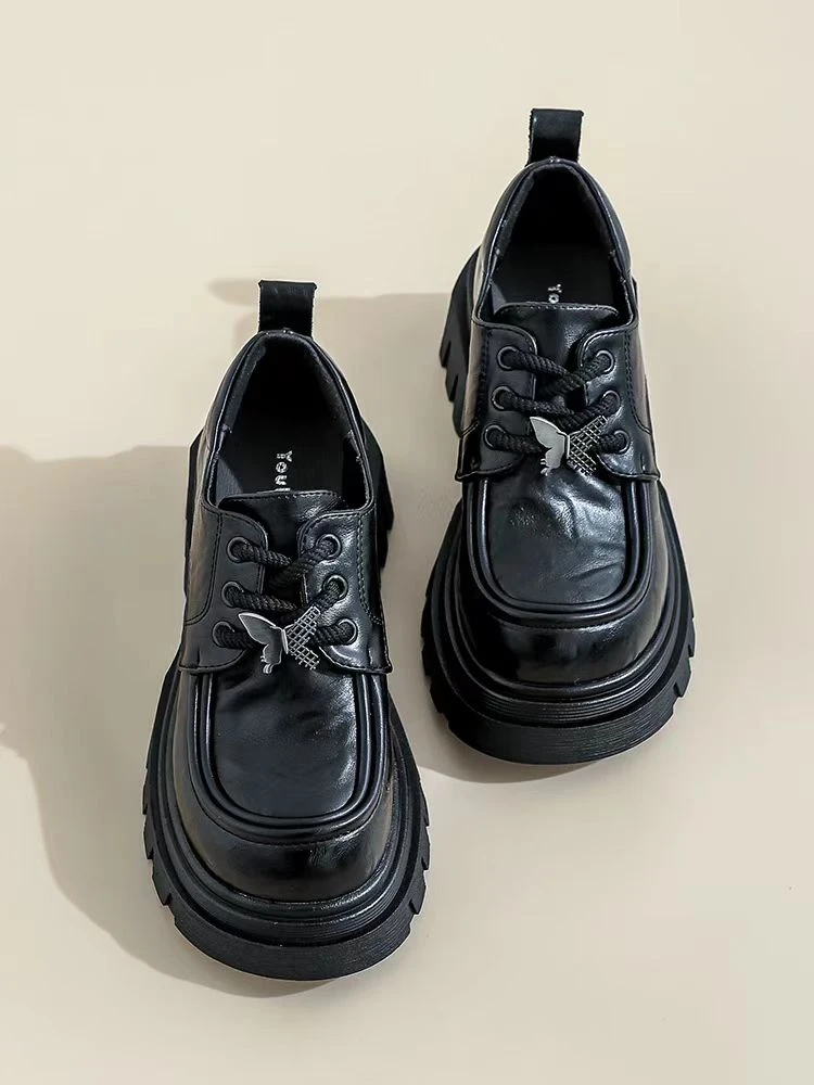 加绒厚底显瘦增高英伦风高级感浅口单鞋季新款洋气女士0028