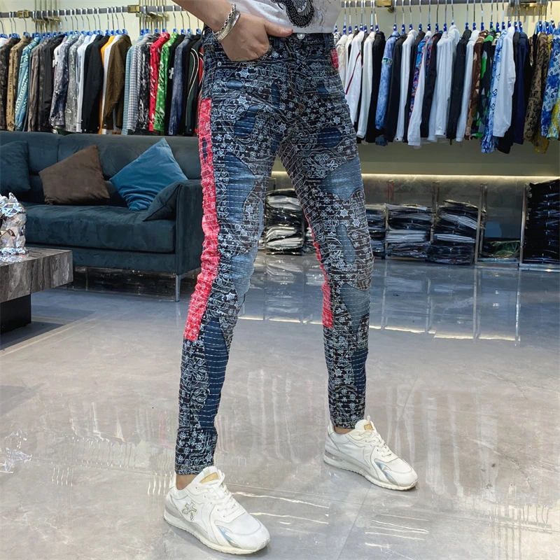 【也许家】新品男士秋冬欧货修身弹力小脚牛仔裤AA6649