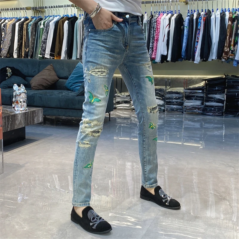 【也许家】新品男士夏季欧货修身弹力小脚牛仔裤JJ3168