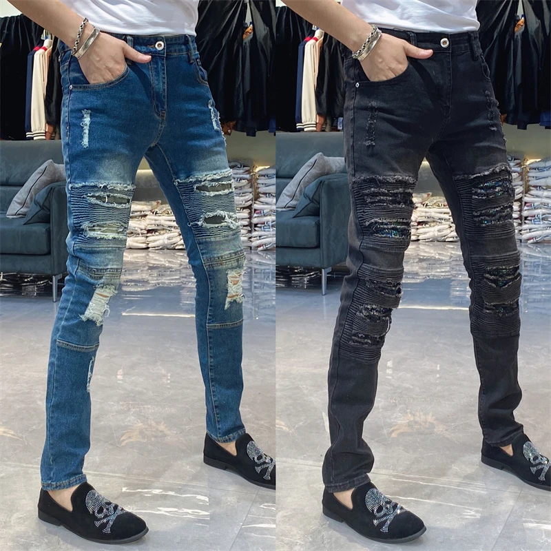 【也许家】新品春夏男士欧货修身弹力小脚牛仔裤GZ229 GZ228