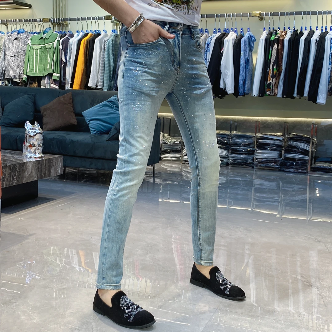 【也许家】新品夏季男士男装欧货修身弹力小脚牛仔裤JDS9849