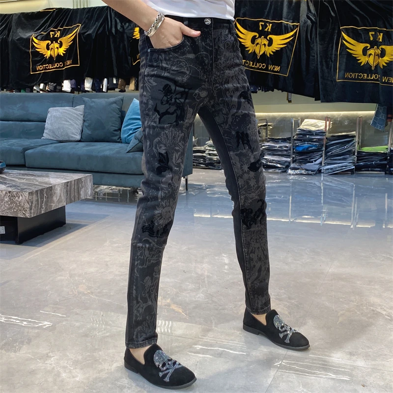 【也许家】新品男士秋冬欧货修身弹力小脚牛仔裤KKC9882