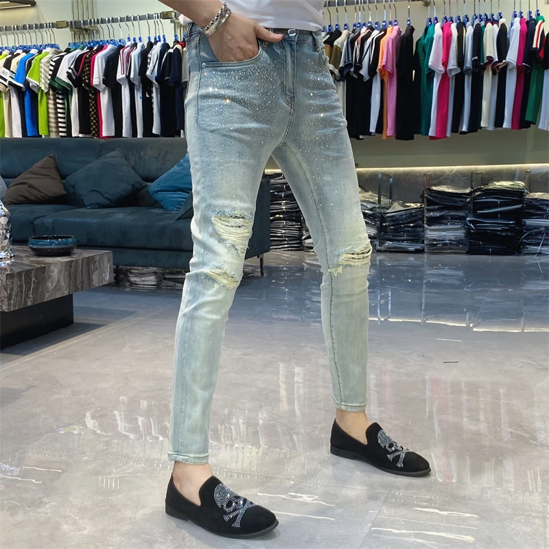 【也许家】新品夏季男士欧货修身弹力夏季牛仔裤JDS9915