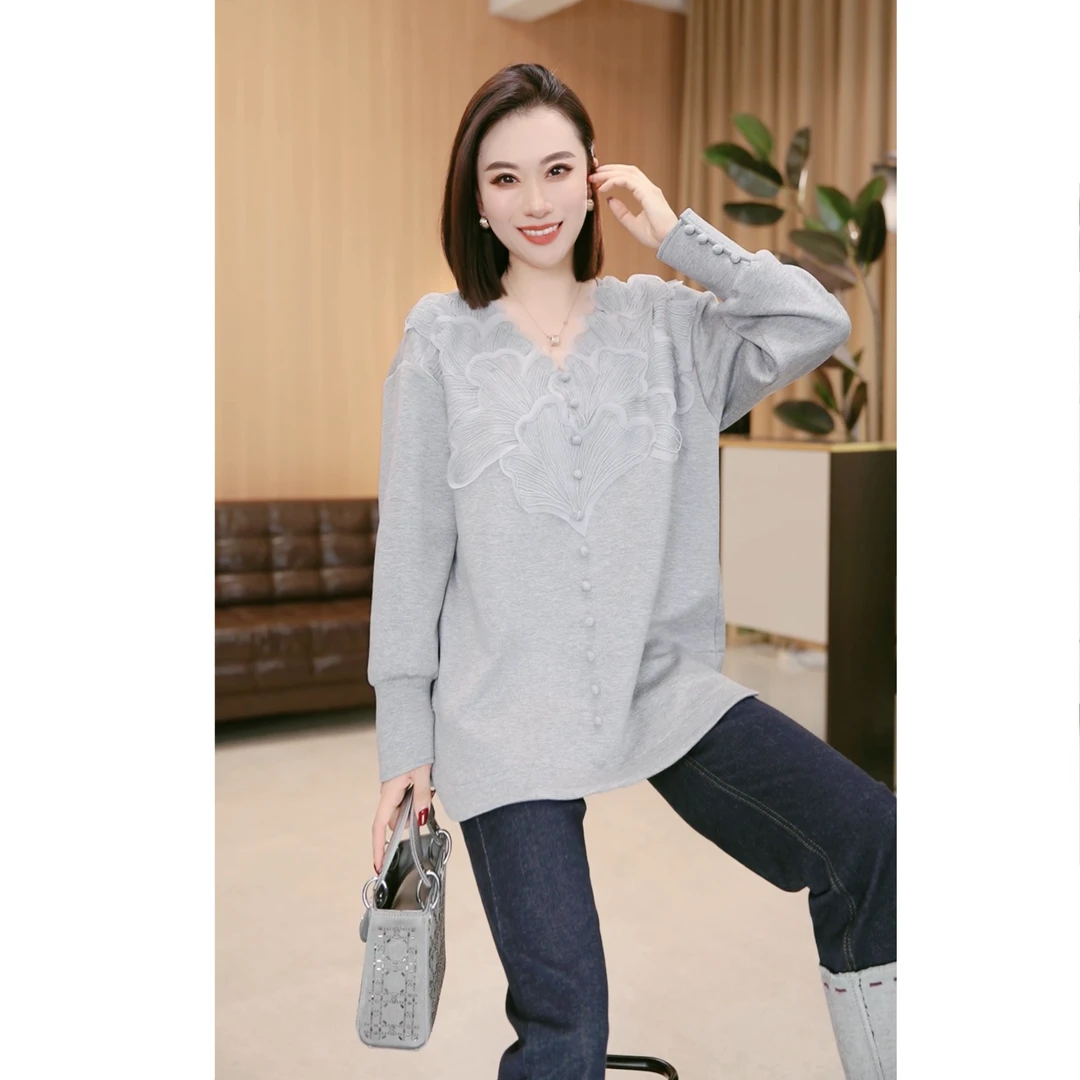 林果&季得 【微风】时尚减龄气质百搭女士长袖设计感卫衣