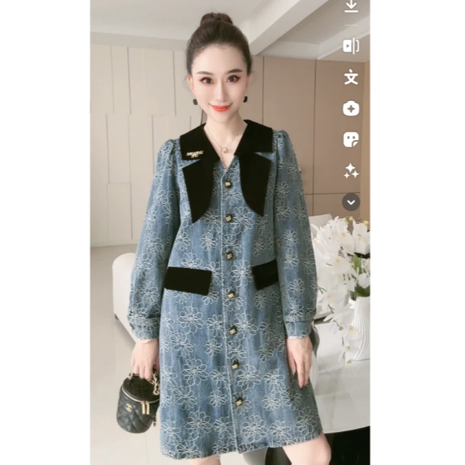 林果&季得 【朝思暮想】翻领个性百搭秋季中长款连衣裙