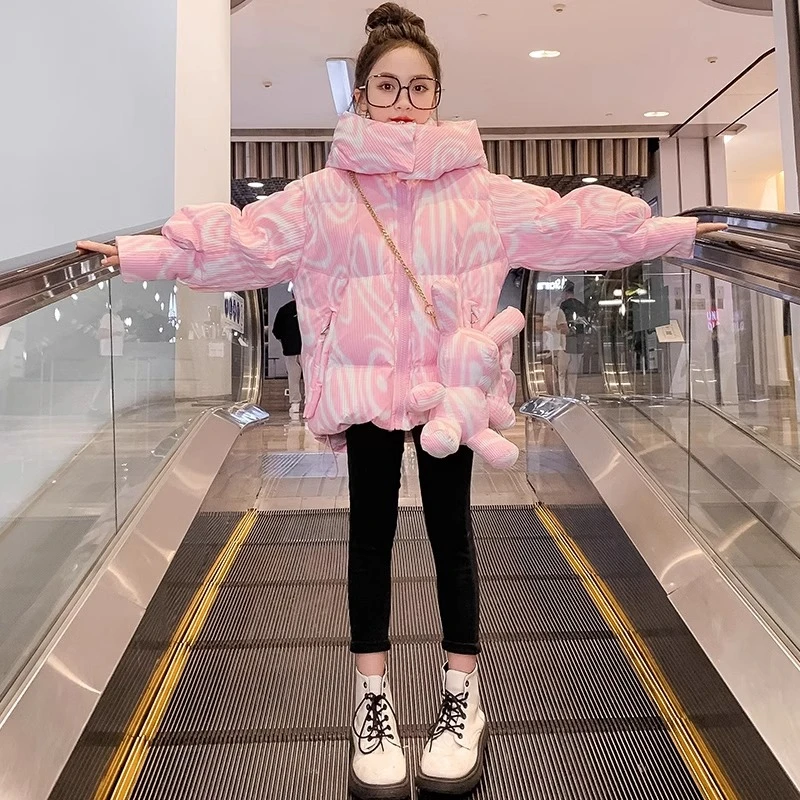 女童冬装90白鸭绒羽绒服2023新款加厚韩版洋气中大童冬季短款外套