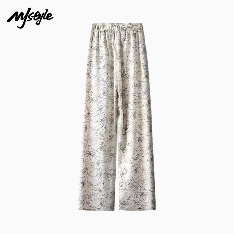 MJ STYLE水墨扎染阔腿女夏薄款高腰垂感新中式慵懒休闲凉凉防晒裤