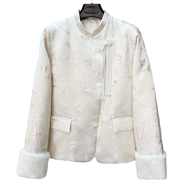 新中式加棉国风女高级感2025冬季新款气质优雅名媛千金宽松外套女