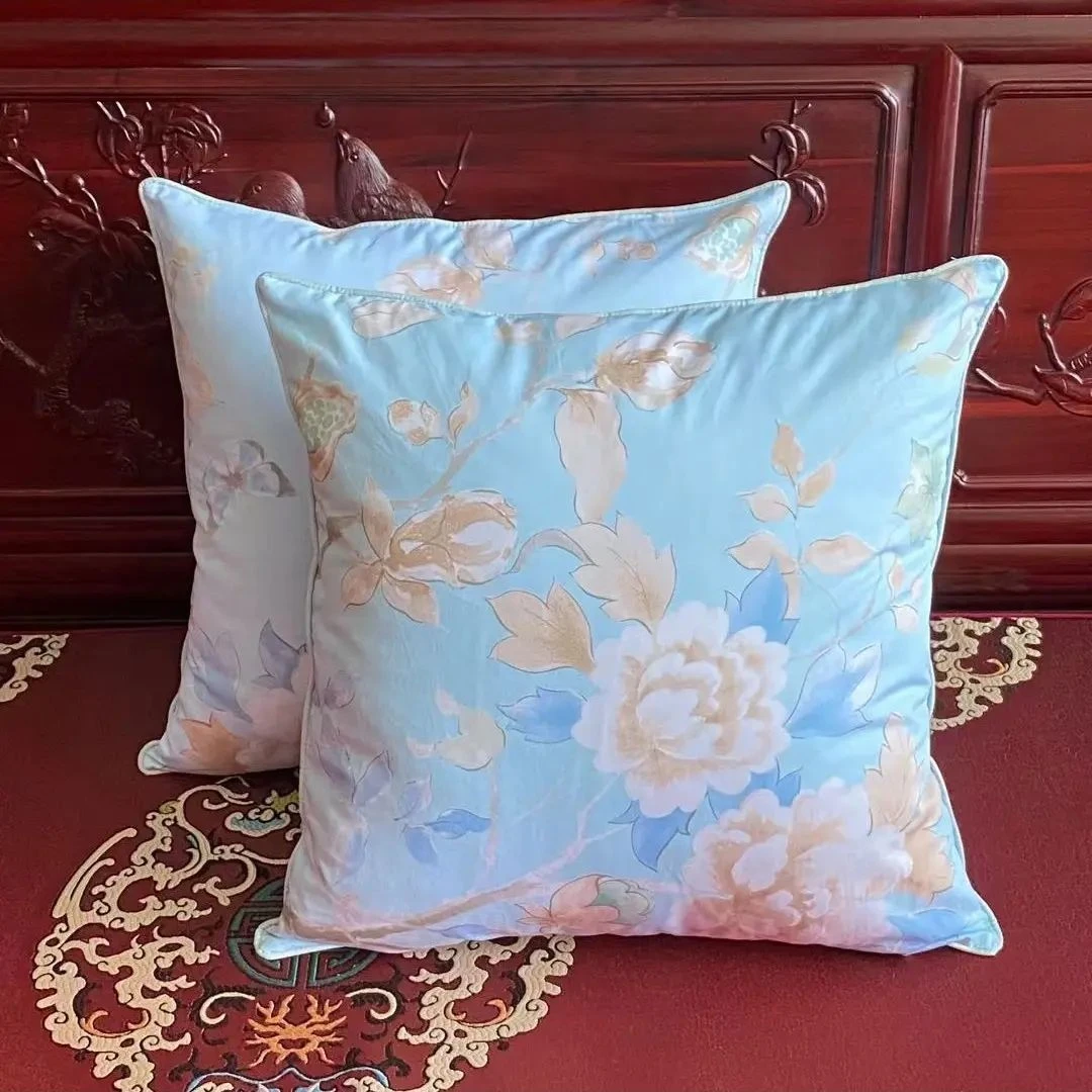 2058  纯棉贡缎隐形拉链可拆洗家用靠背枕正方形抱枕套