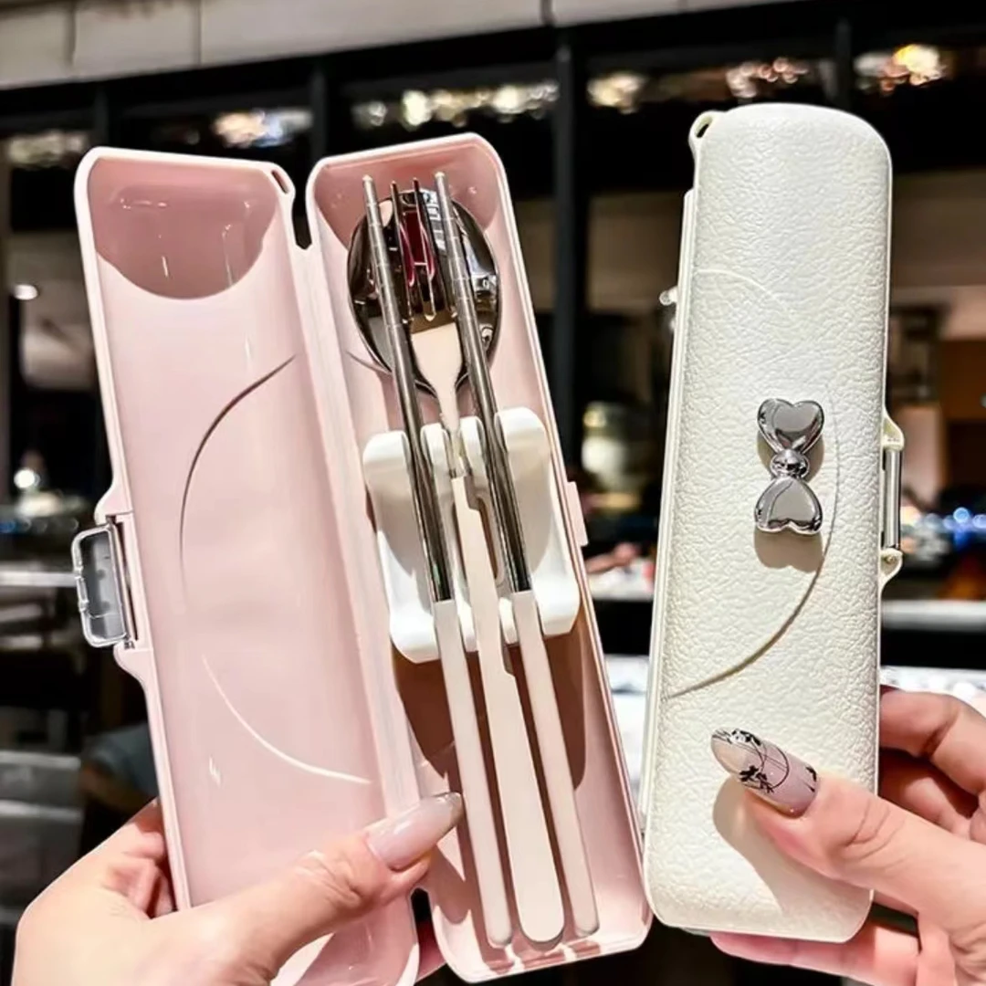 3342 304不锈钢蝴蝶结勺筷套装学生可爱高颜值专用