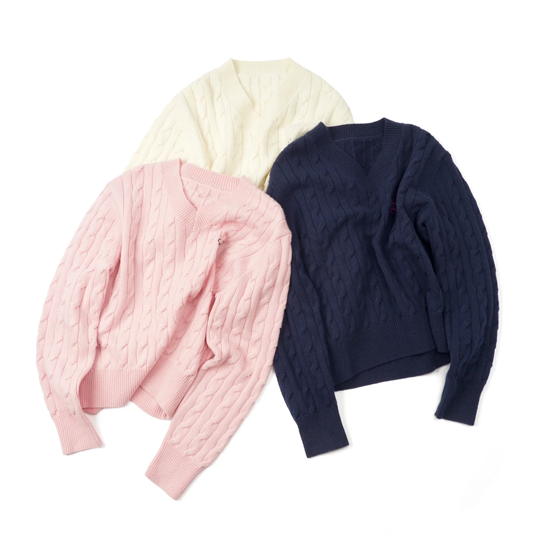 【小众设计感V领长袖毛衣】MK24MY765长袖针织衫时尚休闲百搭纯色