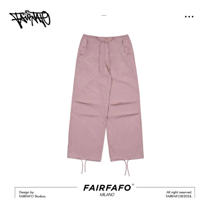 FAIRFAFO林肉肉【抽绳纹理工装裤直筒裤】 KZRJ41020宽松垂感休闲裤