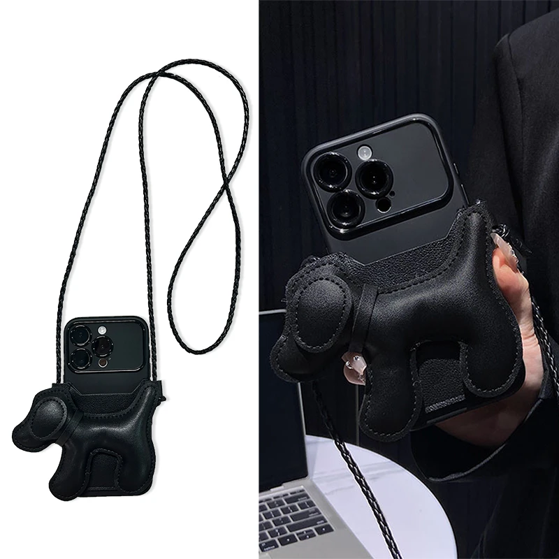 小狗斜跨包适用于苹果15/华为/小米/oppo/vivo手机壳14promax防摔