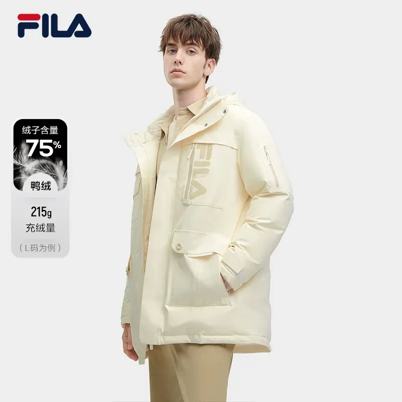 Fila/斐乐情侣【宽松大标中长款羽绒服】保暖时尚毕业礼F11M349904F