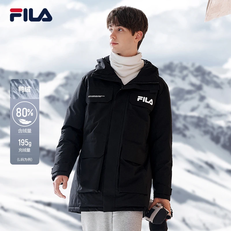 Fila/斐乐男士【大标宽松中长款】时尚保暖外套运动鸭绒F11M249904F