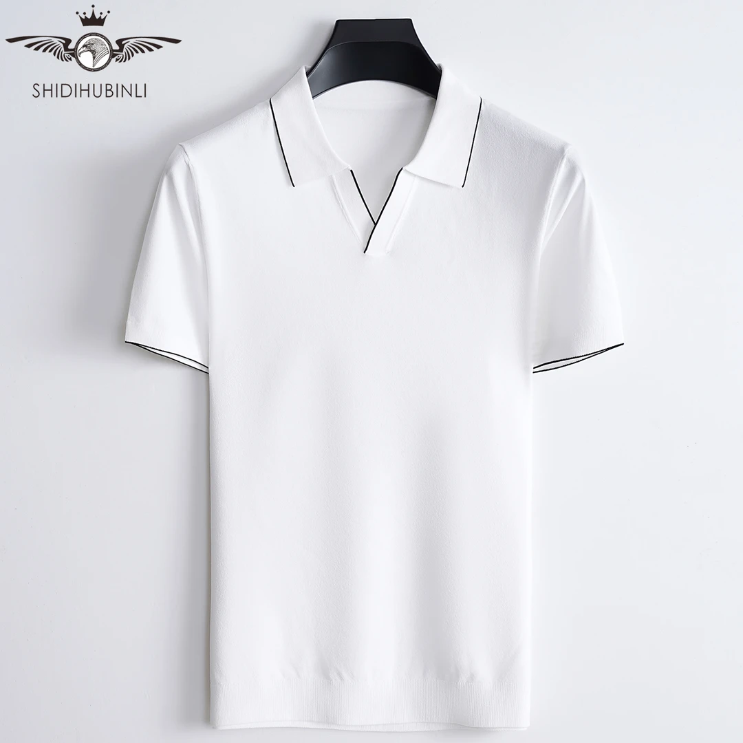 男士高端海鸥领针织衫春夏穿搭高级轻奢polo衫【史蒂芬·宾利】小V领