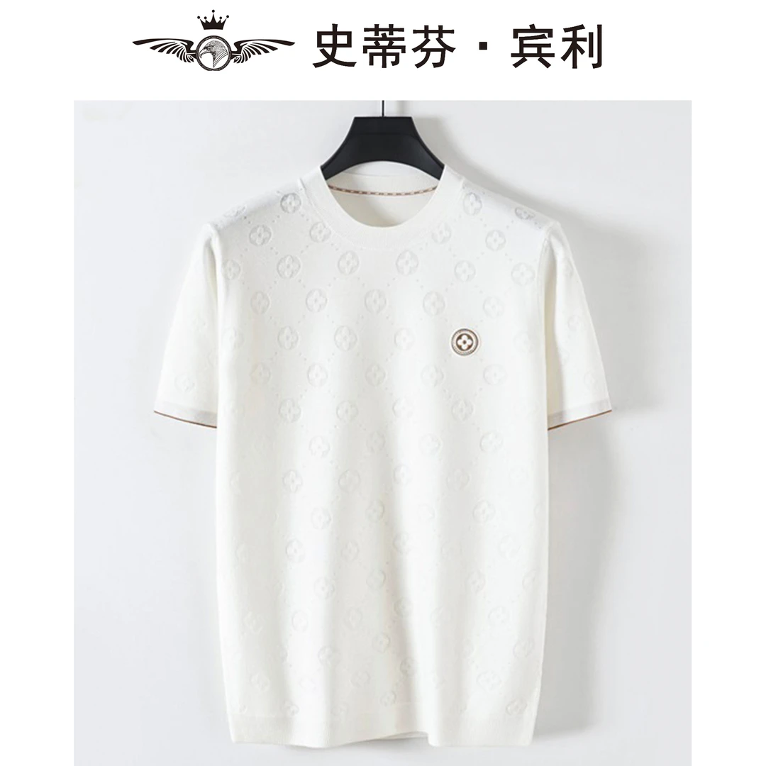 高端正品男服饰轻奢T恤新款商务短袖圆领【史蒂芬·宾利】秋冬大花款