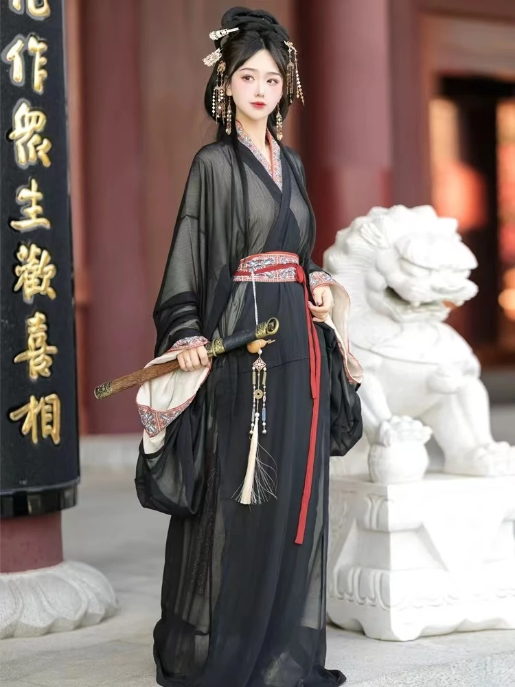 新款梦域战国袍马山楚墓复原日常直裾袍成人汉服女拖尾大放量直裾