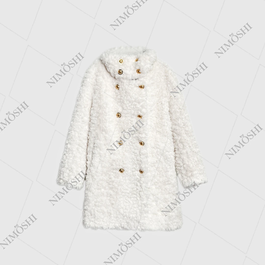 【编号104】欧货冬季新款皮毛一体双排扣羊羔毛大衣保暖显瘦 T0035