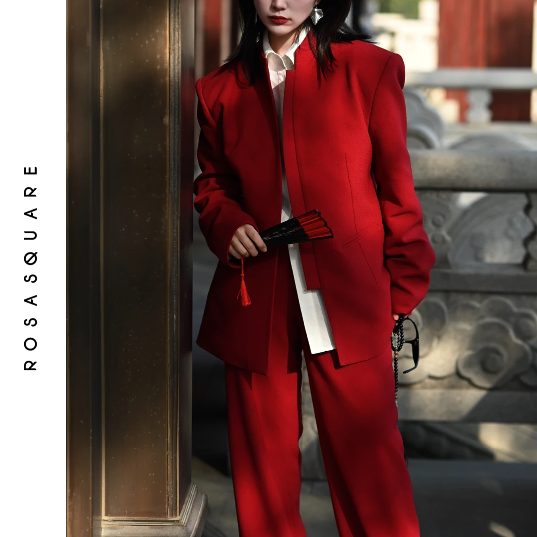 普氏公园RS新年款【洛神赋】新中式原创设计红色新中式上衣酒红色