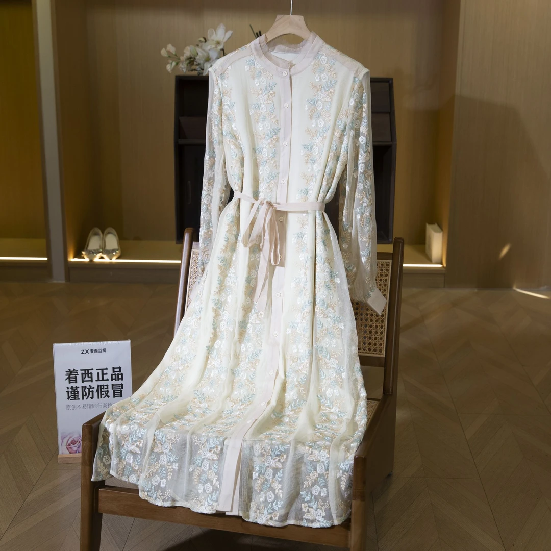ZHUOXI/着西111【2024-着西原创】桑蚕丝连衣裙时尚显瘦2Q660022