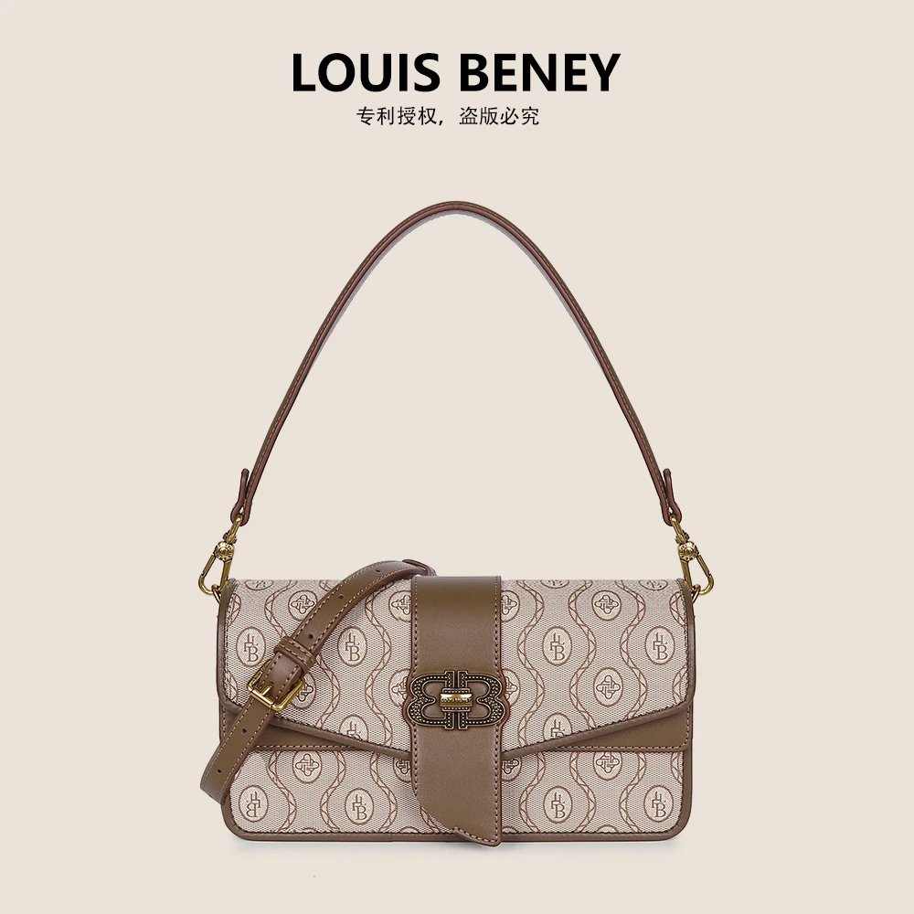 Louis Beney时尚复古新品印花手提包气质款单肩女士手提信封包